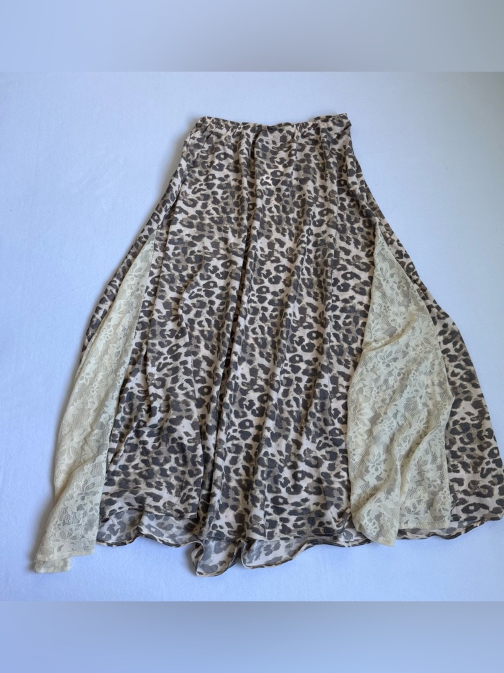 Aerie Leopard Print Lace Inset Midi Skirt NWT Size Small